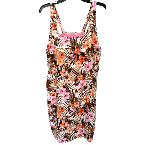 LANDS' END Plus Size 20W Tummy Control Ruched Sides One Piece Swimdress - Picture 1 of 9